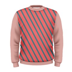 Living Coral Diagonal Stripes Men s Sweatshirt by LoolyElzayat