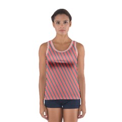 Living Coral Diagonal Stripes Sport Tank Top  by LoolyElzayat