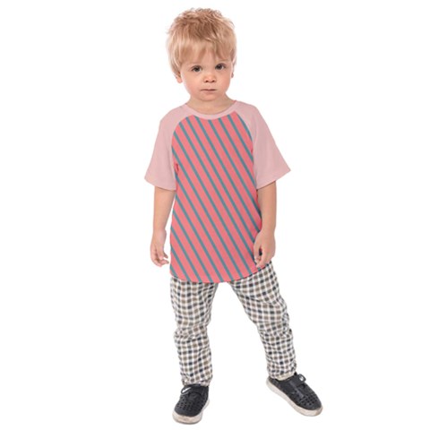 Living Coral Diagonal Stripes Kids  Raglan Tee by LoolyElzayat