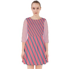 Living Coral Diagonal Stripes Smock Dress by LoolyElzayat