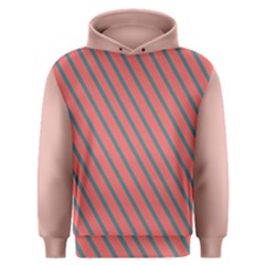 Living Coral Diagonal Stripes Men s Overhead Hoodie by LoolyElzayat