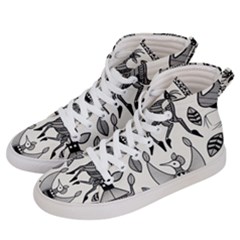 African Senufo Korhogo Tribal Ethnic Art  Women s Hi-top Skate Sneakers by BluedarkArt