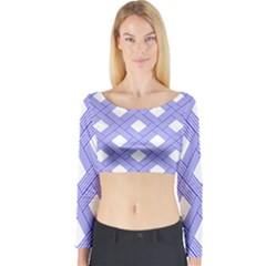 Textile Cross Seamless Pattern Long Sleeve Crop Top by Pakrebo