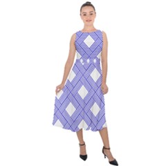 Textile Cross Seamless Pattern Midi Tie-back Chiffon Dress by Pakrebo