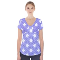 Textile Cross Seamless Pattern Short Sleeve Front Detail Top by Pakrebo