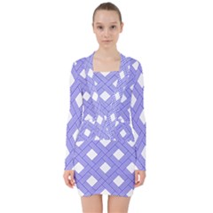 Textile Cross Seamless Pattern V-neck Bodycon Long Sleeve Dress by Pakrebo