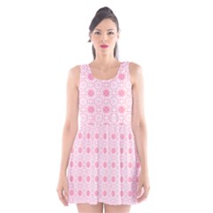 Traditional Patterns Pink Octagon Scoop Neck Skater Dress by Pakrebo