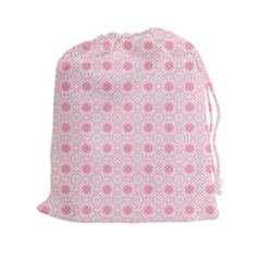 Traditional Patterns Pink Octagon Drawstring Pouch (xxl) by Pakrebo