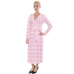 Traditional Patterns Pink Octagon Velvet Maxi Wrap Dress