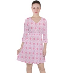 Traditional Patterns Pink Octagon Ruffle Dress by Pakrebo