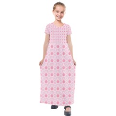 Traditional Patterns Pink Octagon Kids  Short Sleeve Maxi Dress by Pakrebo