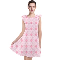 Traditional Patterns Pink Octagon Tie Up Tunic Dress