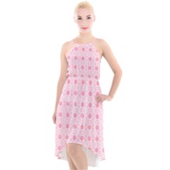 Traditional Patterns Pink Octagon High-low Halter Chiffon Dress  by Pakrebo