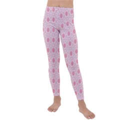 Traditional Patterns Pink Octagon Kids  Lightweight Velour Leggings