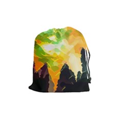 Forest Trees Nature Wood Green Drawstring Pouch (medium) by Pakrebo