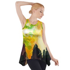 Forest Trees Nature Wood Green Side Drop Tank Tunic by Pakrebo