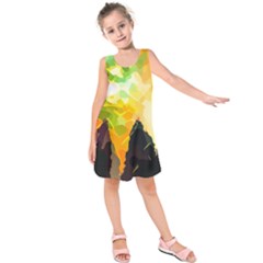 Forest Trees Nature Wood Green Kids  Sleeveless Dress by Pakrebo