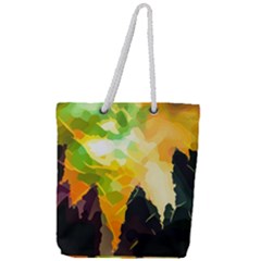 Forest Trees Nature Wood Green Full Print Rope Handle Tote (large) by Pakrebo