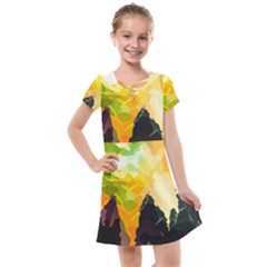 Forest Trees Nature Wood Green Kids  Cross Web Dress by Pakrebo