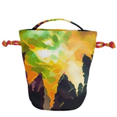 Forest Trees Nature Wood Green Drawstring Bucket Bag by Pakrebo