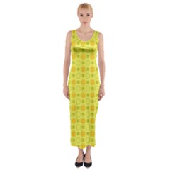 Traditional Patterns Chrysanthemum Fitted Maxi Dress by Pakrebo