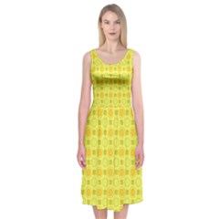 Traditional Patterns Chrysanthemum Midi Sleeveless Dress by Pakrebo