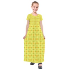 Traditional Patterns Chrysanthemum Kids  Short Sleeve Maxi Dress by Pakrebo