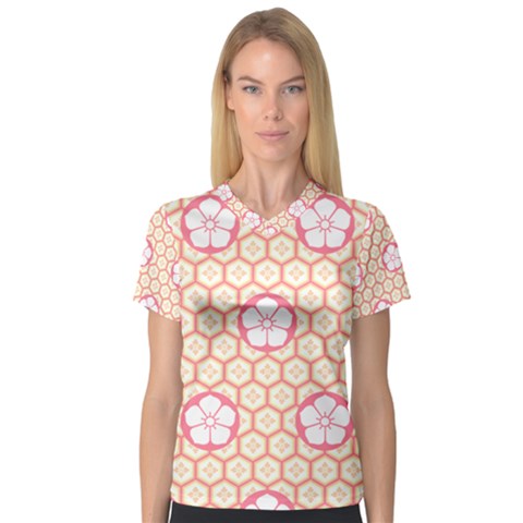 Floral Design Seamless Wallpaper V-neck Sport Mesh Tee by Pakrebo