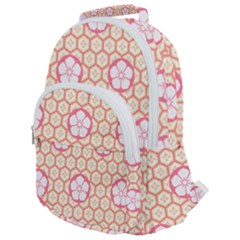 Floral Design Seamless Wallpaper Rounded Multi Pocket Backpack by Pakrebo