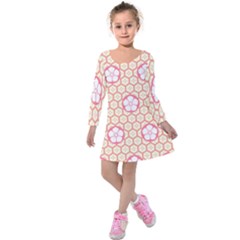 Floral Design Seamless Wallpaper Kids  Long Sleeve Velvet Dress by Pakrebo