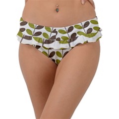 Leaf Plant Pattern Seamless Frill Bikini Bottom