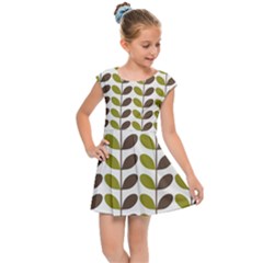 Leaf Plant Pattern Seamless Kids  Cap Sleeve Dress by Pakrebo