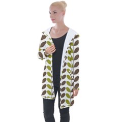 Leaf Plant Pattern Seamless Longline Hooded Cardigan