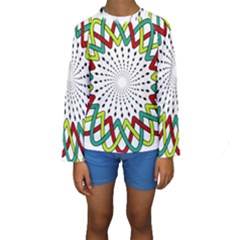 Round Star Colors Illusion Mandala Kids  Long Sleeve Swimwear by Mariart