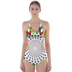 Round Star Colors Illusion Mandala Cut-out One Piece Swimsuit by Mariart