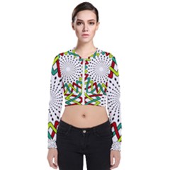 Round Star Colors Illusion Mandala Long Sleeve Zip Up Bomber Jacket