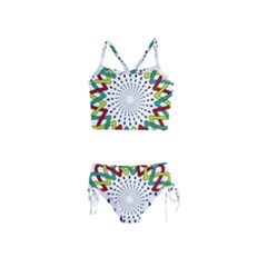 Round Star Colors Illusion Mandala Girls  Tankini Swimsuit