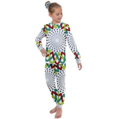 Round Star Colors Illusion Mandala Kids  Long Sleeve Set 