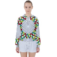 Round Star Colors Illusion Mandala Women s Tie Up Sweat