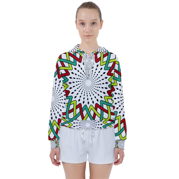 Round Star Colors Illusion Mandala Women s Tie Up Sweat