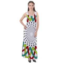 Round Star Colors Illusion Mandala Sleeveless Velour Maxi Dress