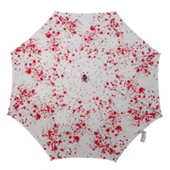 Red And White Splatter Abstract Print Hook Handle Umbrellas (medium)