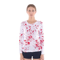 Red And White Splatter Abstract Print Women s Long Sleeve Tee