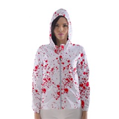 Red And White Splatter Abstract Print Women s Hooded Windbreaker by dflcprintsclothing