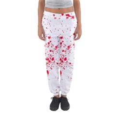 Red And White Splatter Abstract Print Women s Jogger Sweatpants