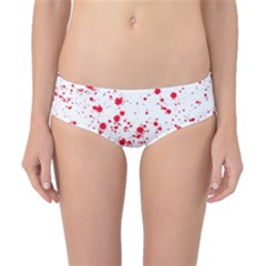 Red And White Splatter Abstract Print Classic Bikini Bottoms