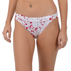 Red And White Splatter Abstract Print Band Bikini Bottom