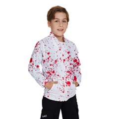 Red And White Splatter Abstract Print Kids  Windbreaker by dflcprintsclothing