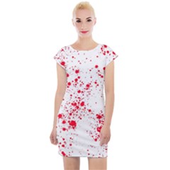 Red And White Splatter Abstract Print Cap Sleeve Bodycon Dress by dflcprintsclothing