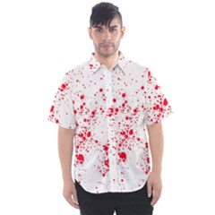 Red And White Splatter Abstract Print Men s Short Sleeve Shirt